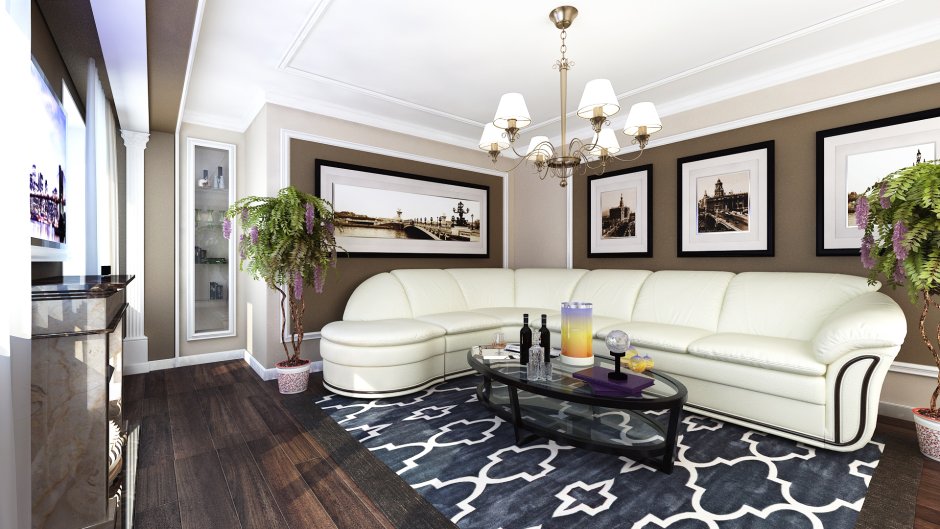 Интерьер темный пол классика