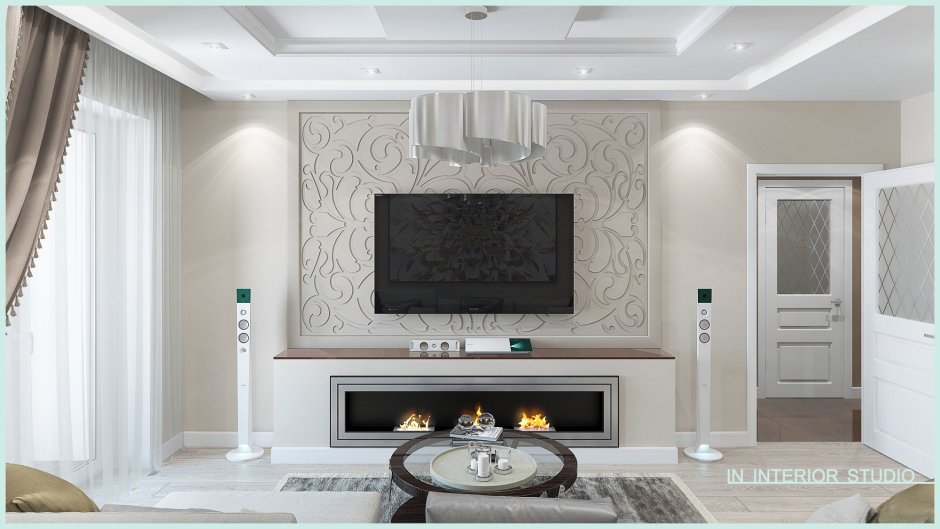 Молдинги в зоне телевизора