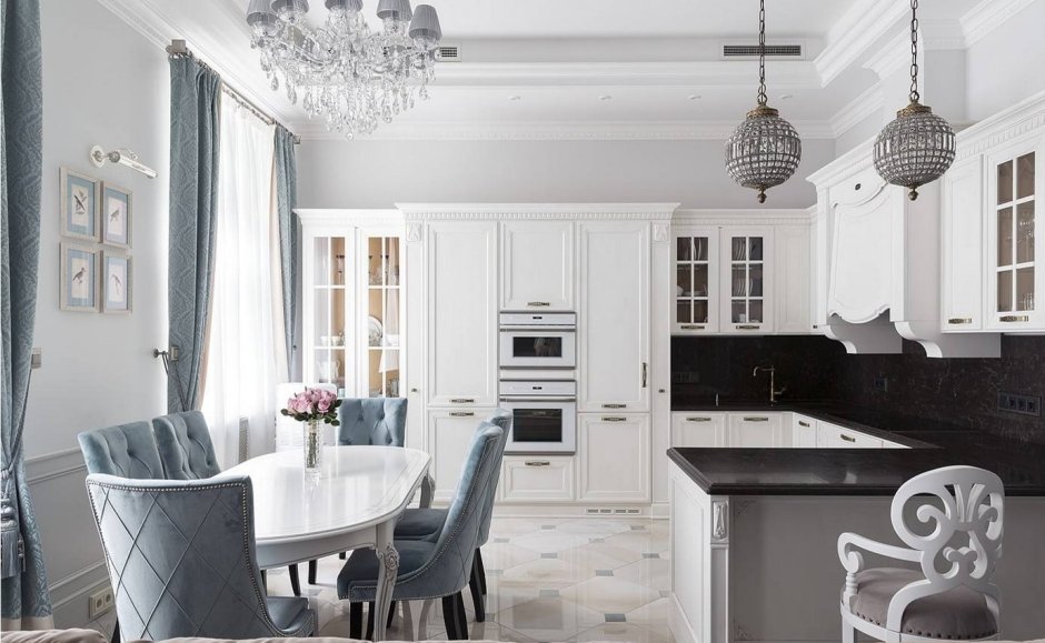 Кухня гостиная Неоклассика