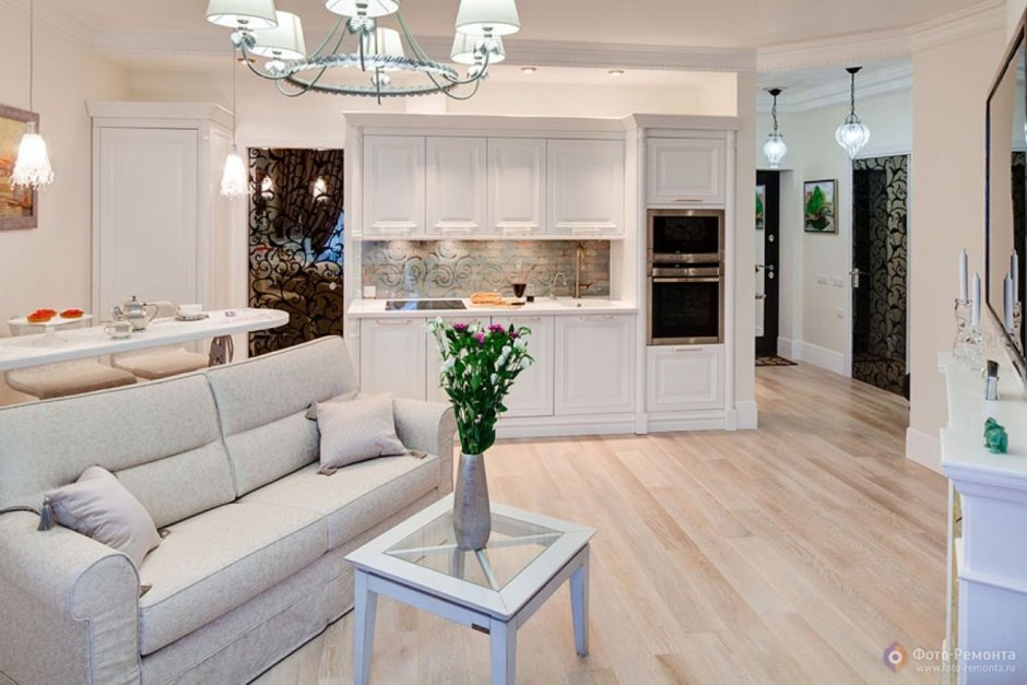 Кухни гостиные в светлых тонах