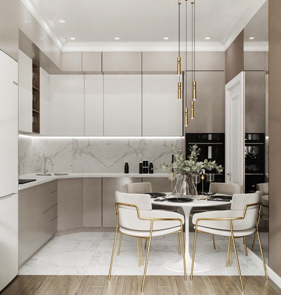 Кухня-гостиная 21 мрамор