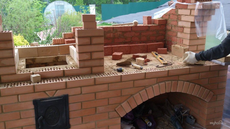 Труба барбекю из кирпича