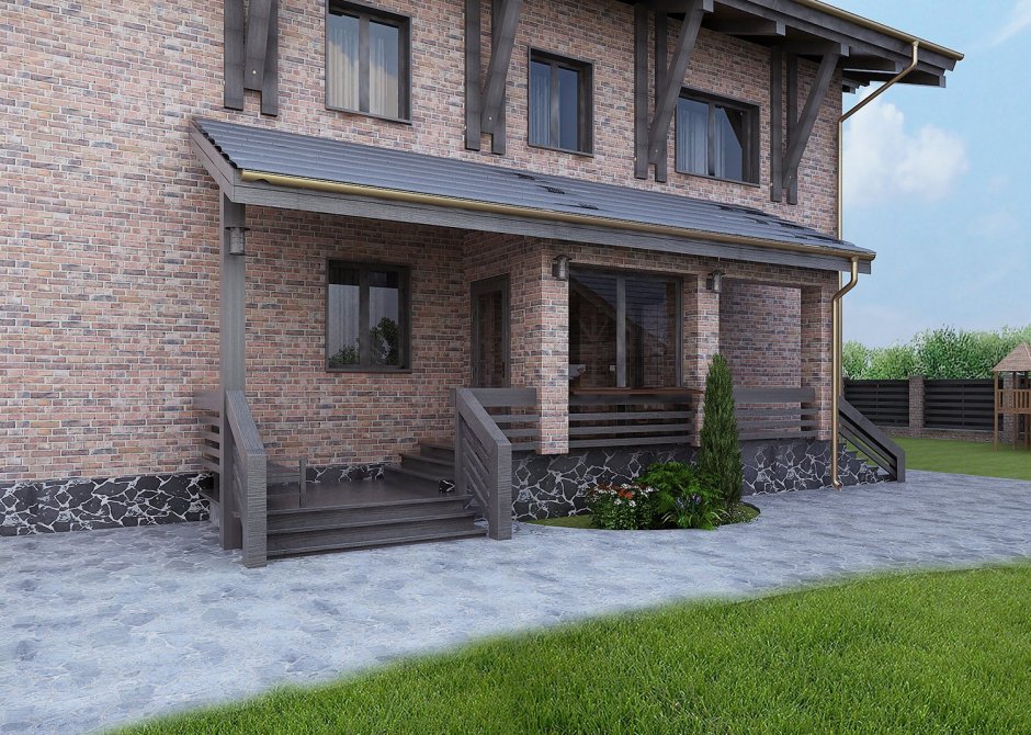 Открытая веранда из кирпича