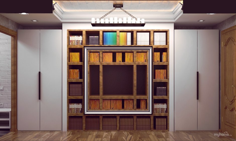 Книжный стеллаж в маленькой комнате