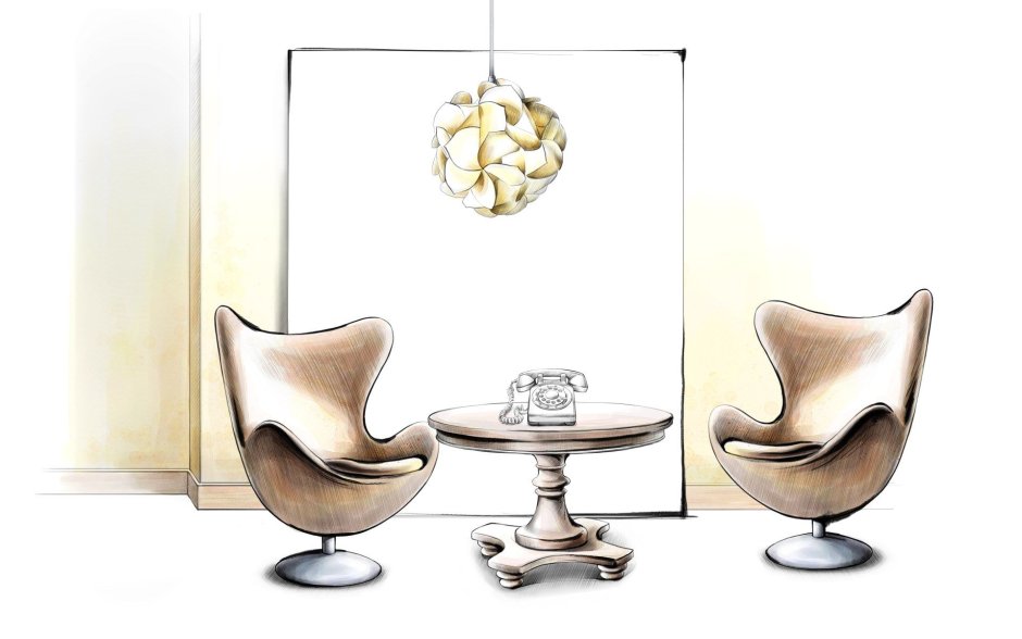 Предметы интерьера карандашом