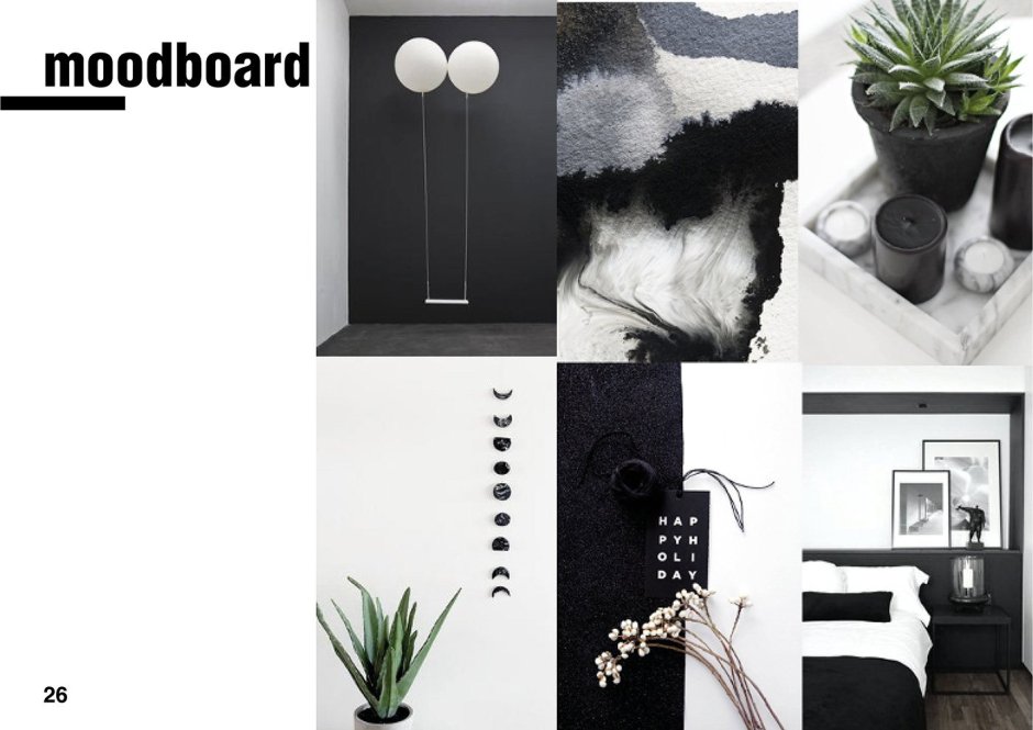 Мудборд интерьера темные тона