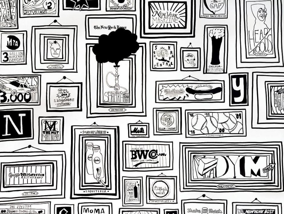 Распечатки на стену черно белые