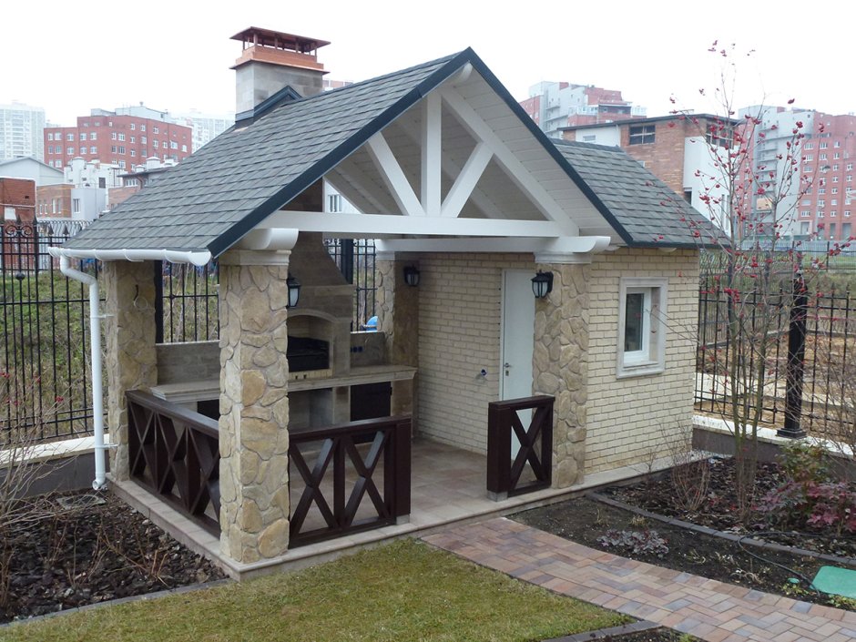 Беседки с мангалом и хоз блоком