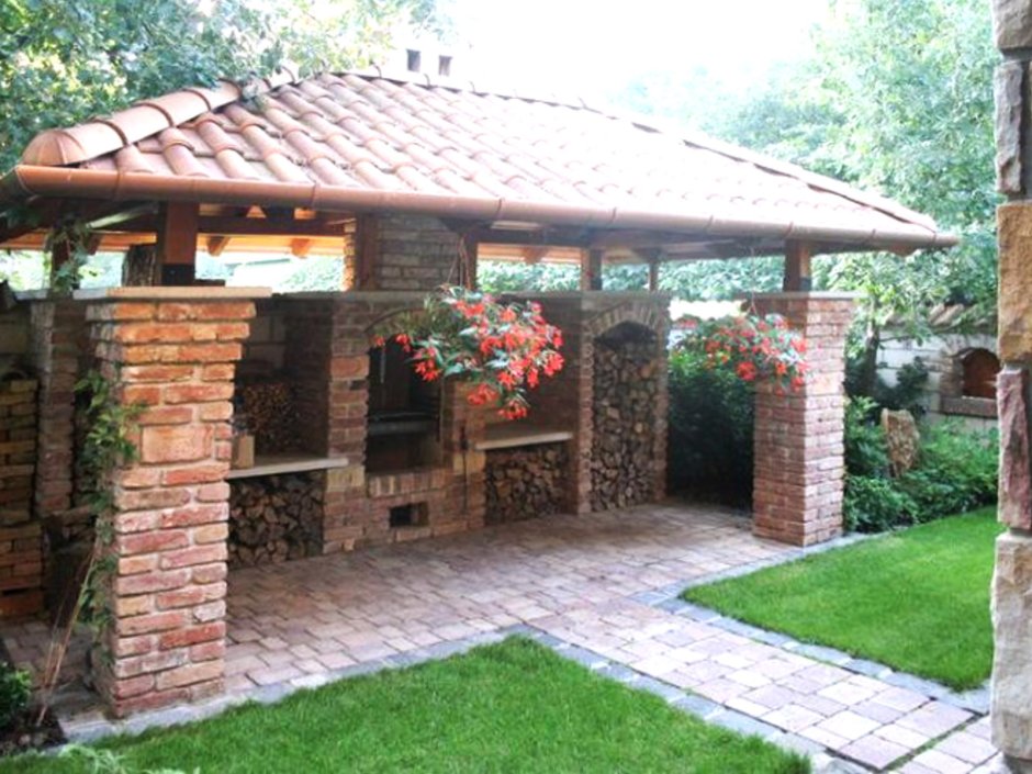 Беседки из камня и кирпича