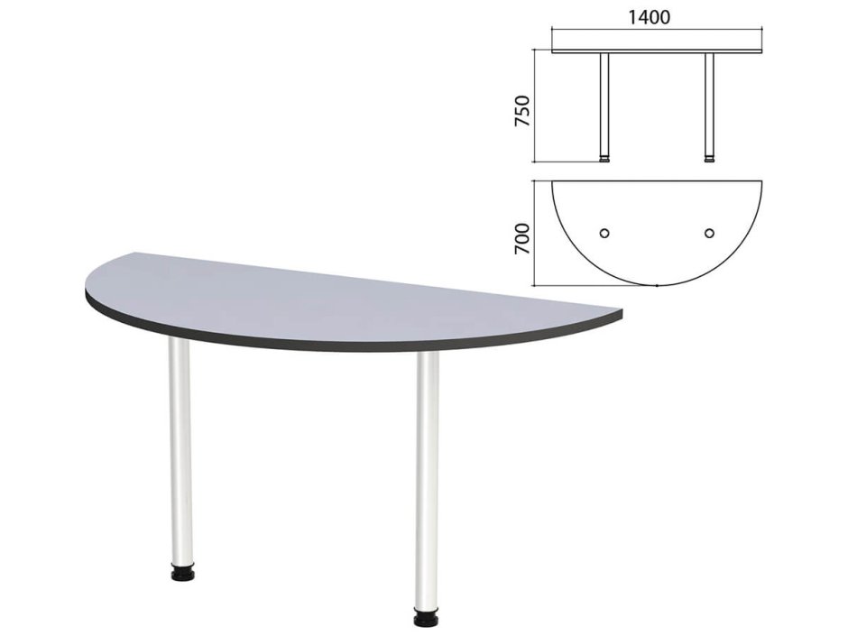 Стол приставной полукруг монолит