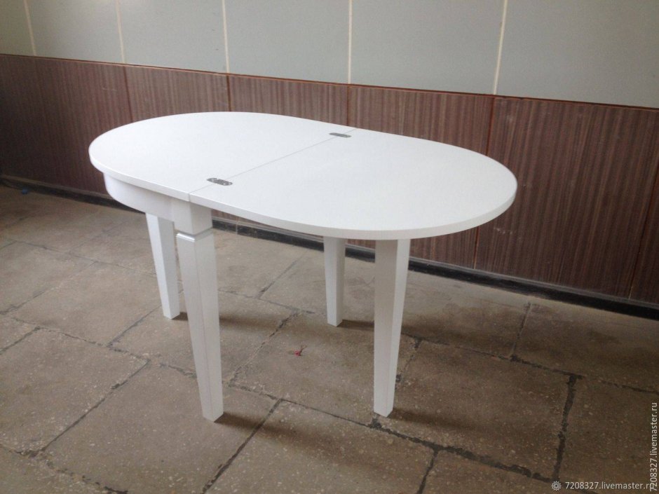 MK-5902-BW. Стол круглый раскладной Butter White