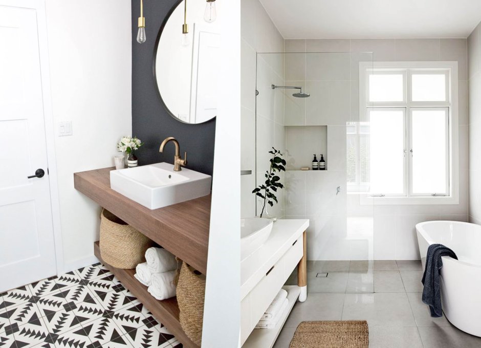 Ванная в скандинавском стиле с душем