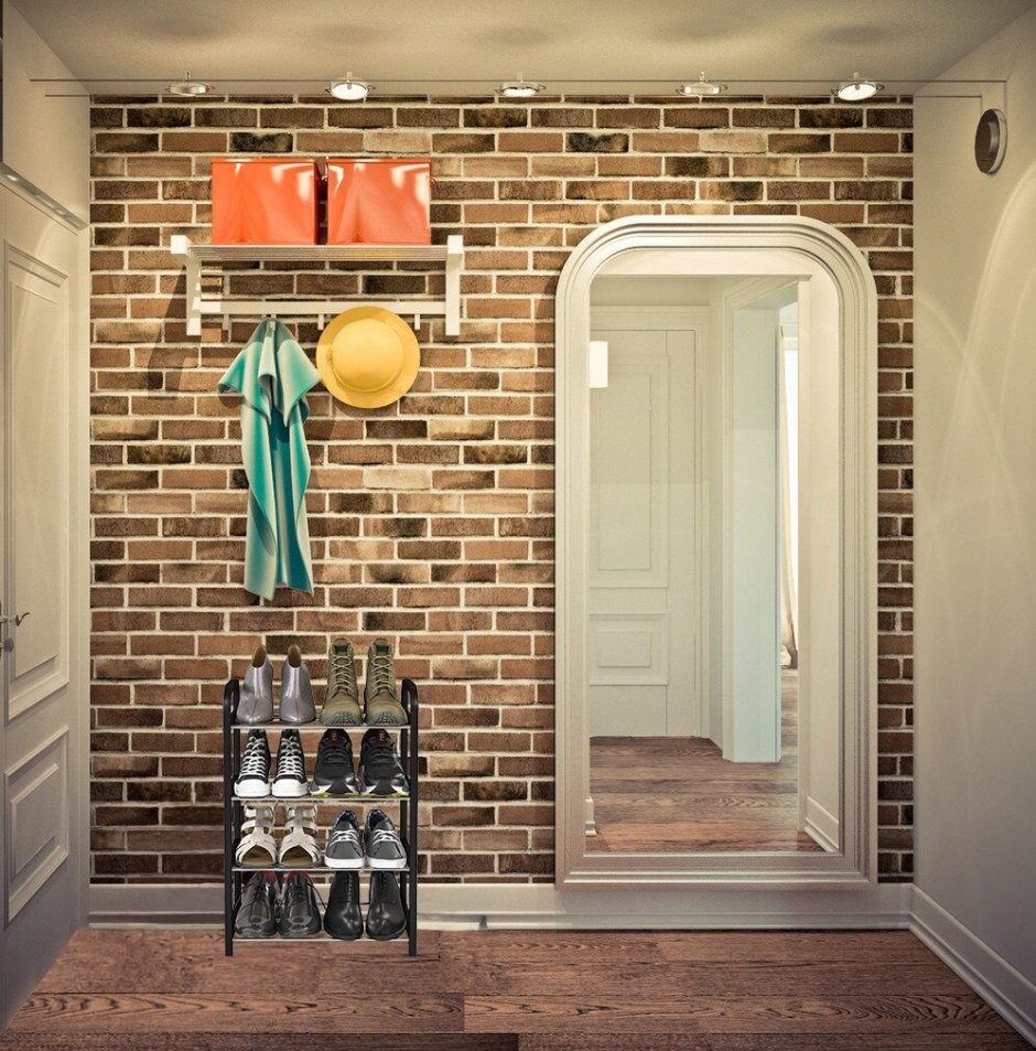 Декоративный кирпич в прихожей