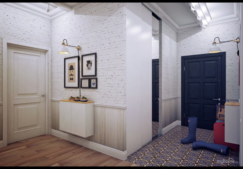 Прихожая в стиле кирпича белого