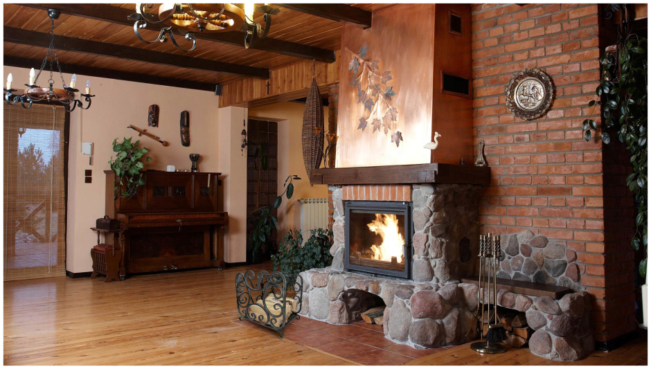 Печь-камин Бавария три стекла черная рк031