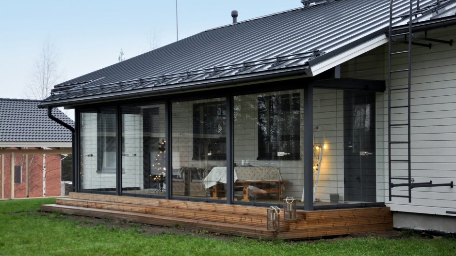 Веранда загородного Скандинавия