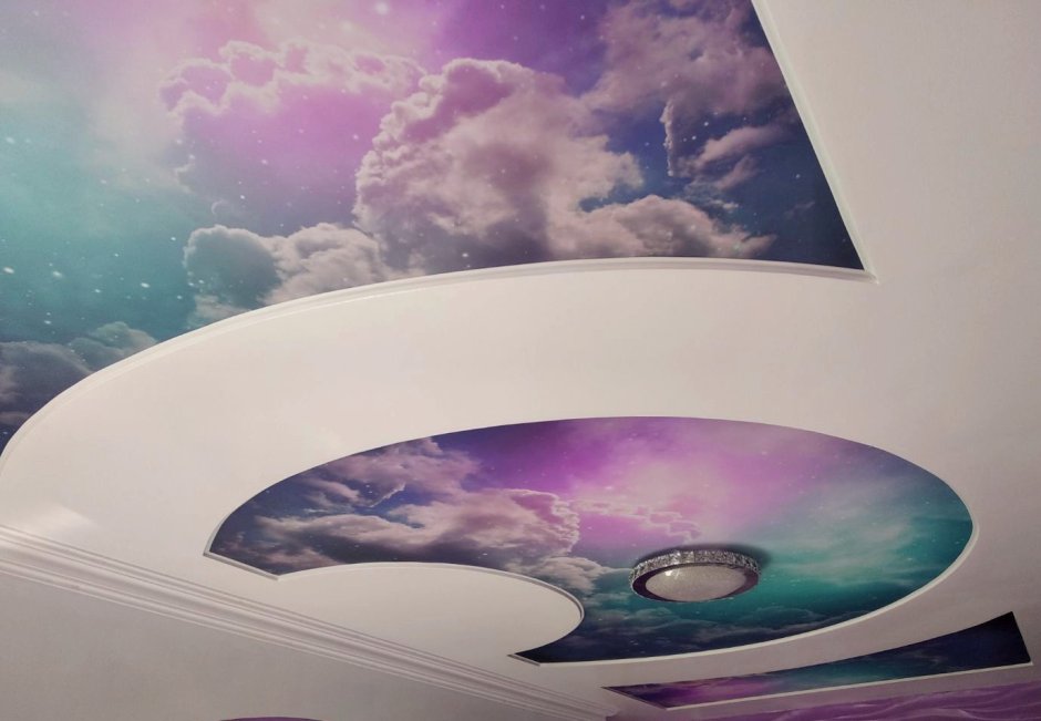 Световые линии в тканевом натяжном потолке