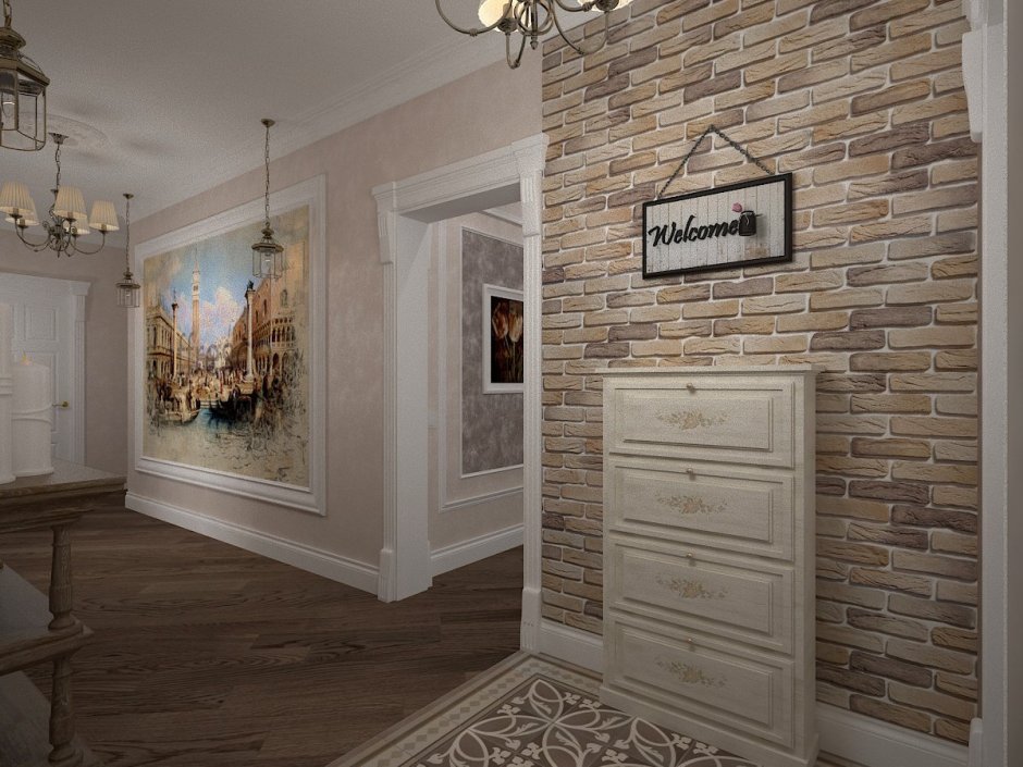 Кирпичики в прихожей интерьер