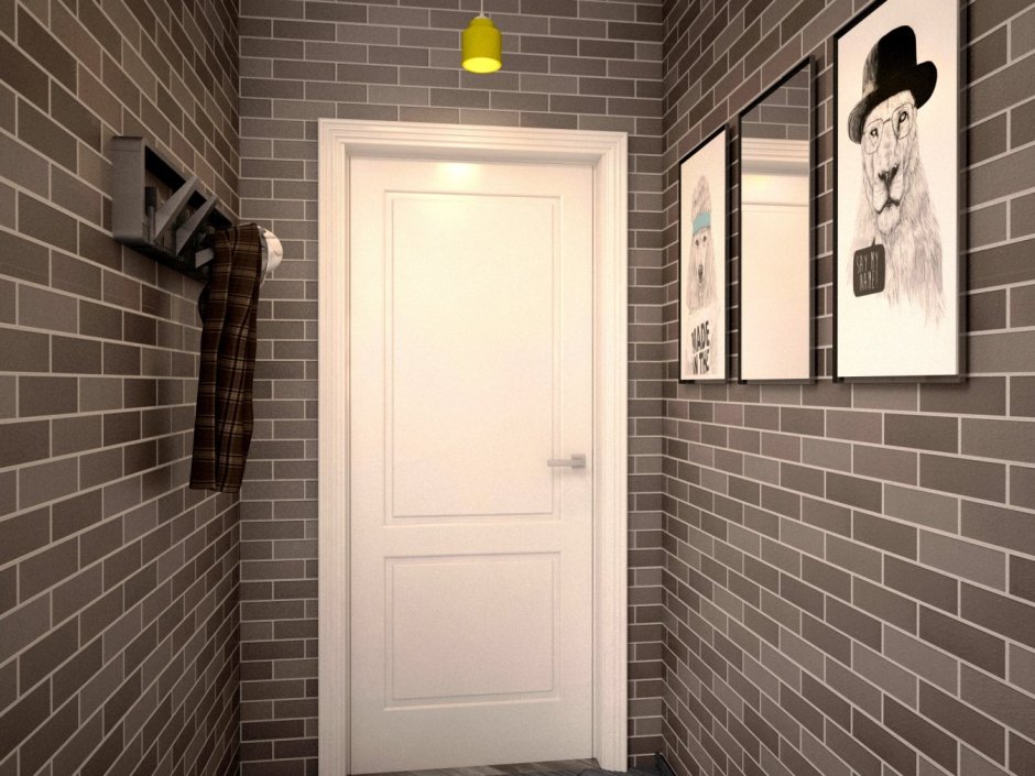 Отделка под кирпич в прихожей