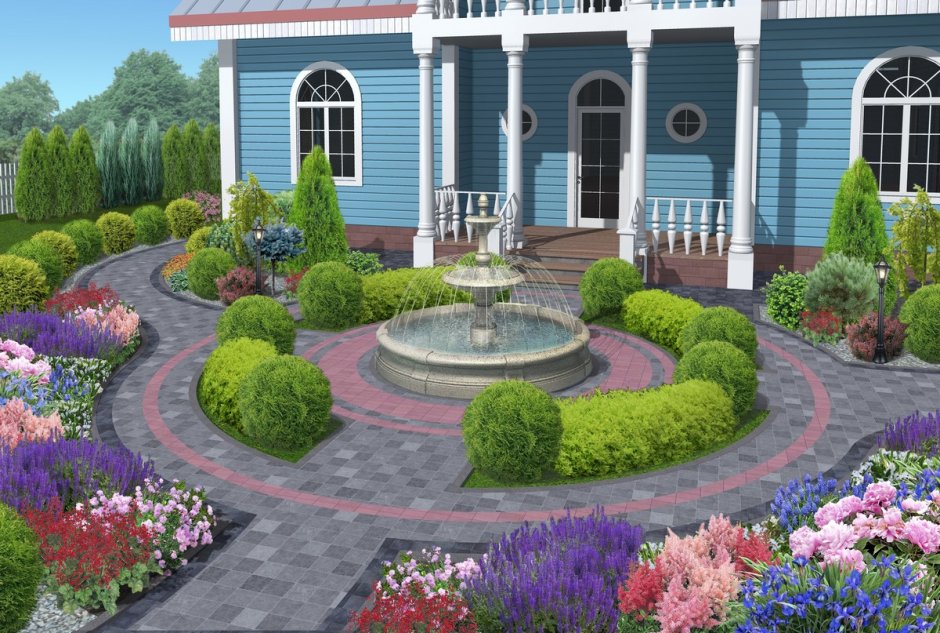 Клумбы на газоне