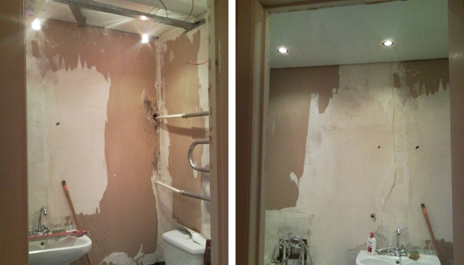 Стена в ванной комнате из гипсокартона