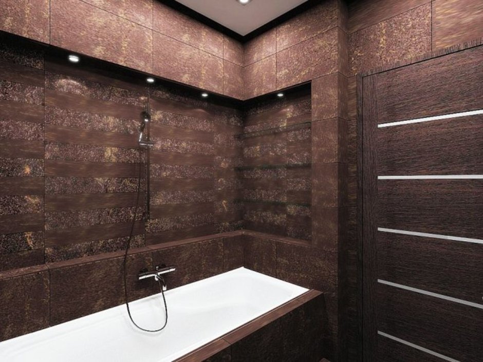 Ванная с полками из плитки