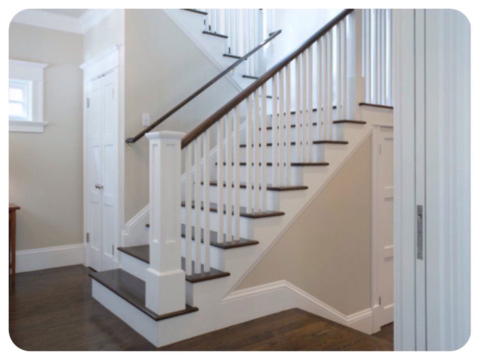 Лестница на второй этаж серая с белым