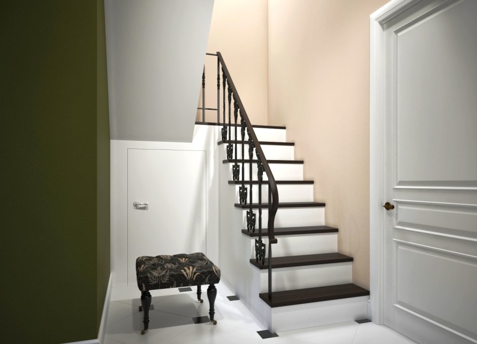 Лестница серая с белым