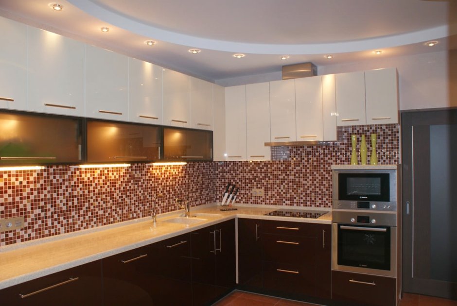 Красивые потолки на кухне из гипсокартона