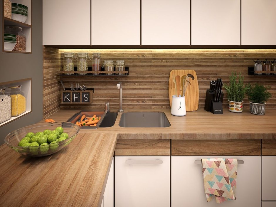 Кухня со столешницей пихта Брамберг