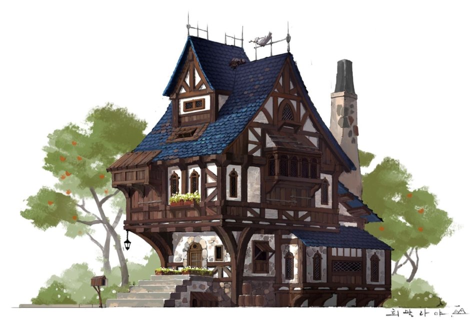 Трактир снаружи арт средневековье