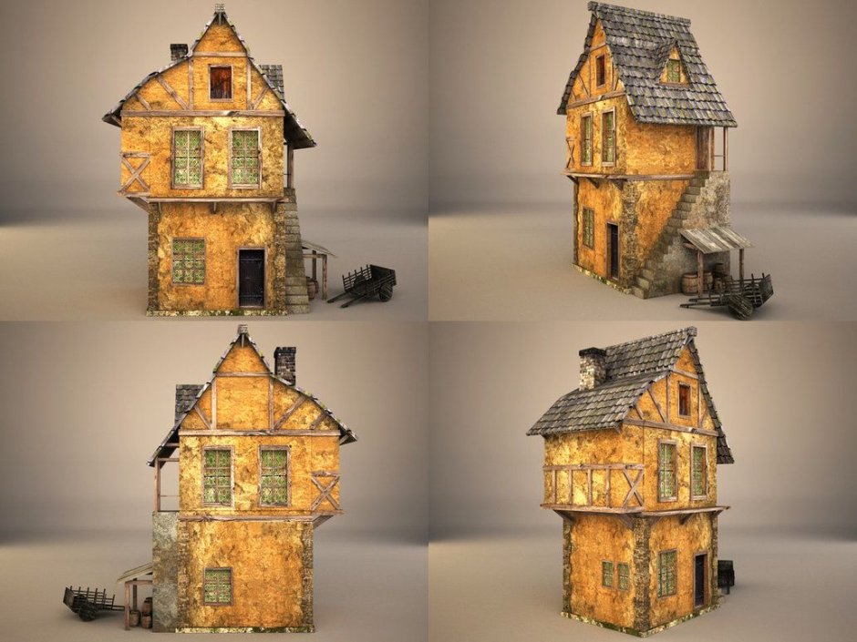 Средневековый каменный дом арт