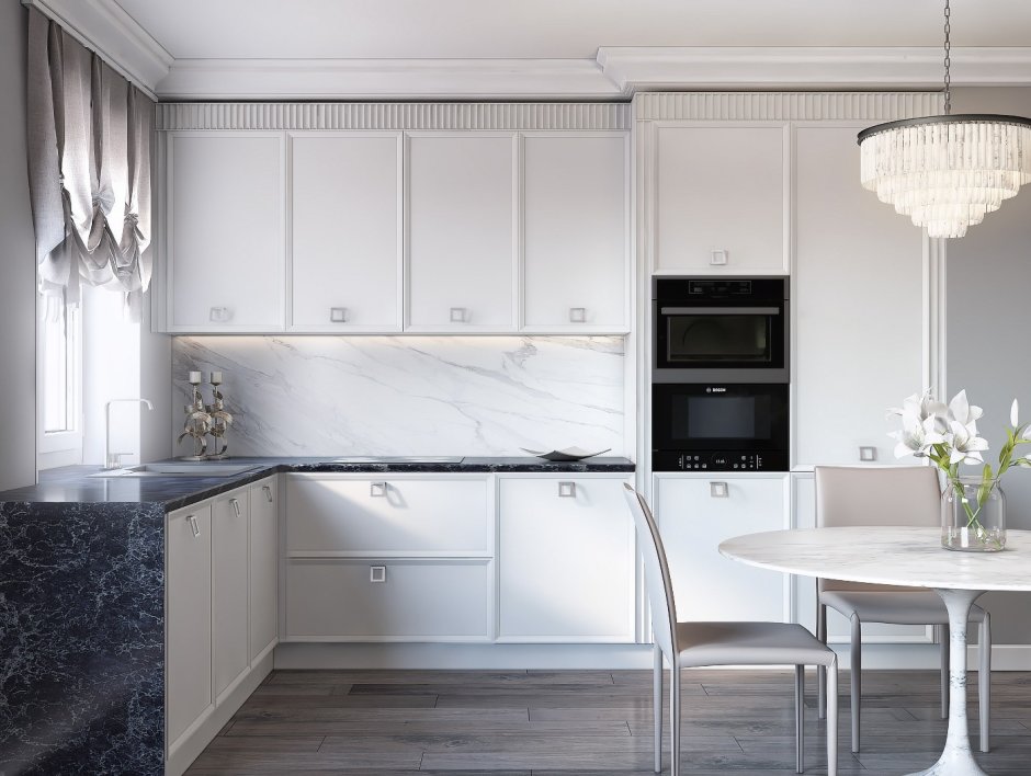 Кухня с золотыми ручками