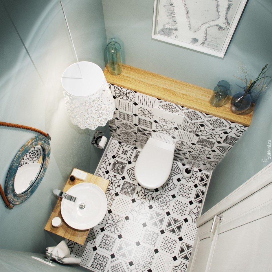 Туалет со столешницей и раковиной