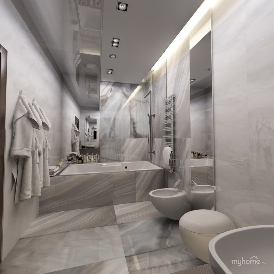 Ванная в серо-песочных тонах
