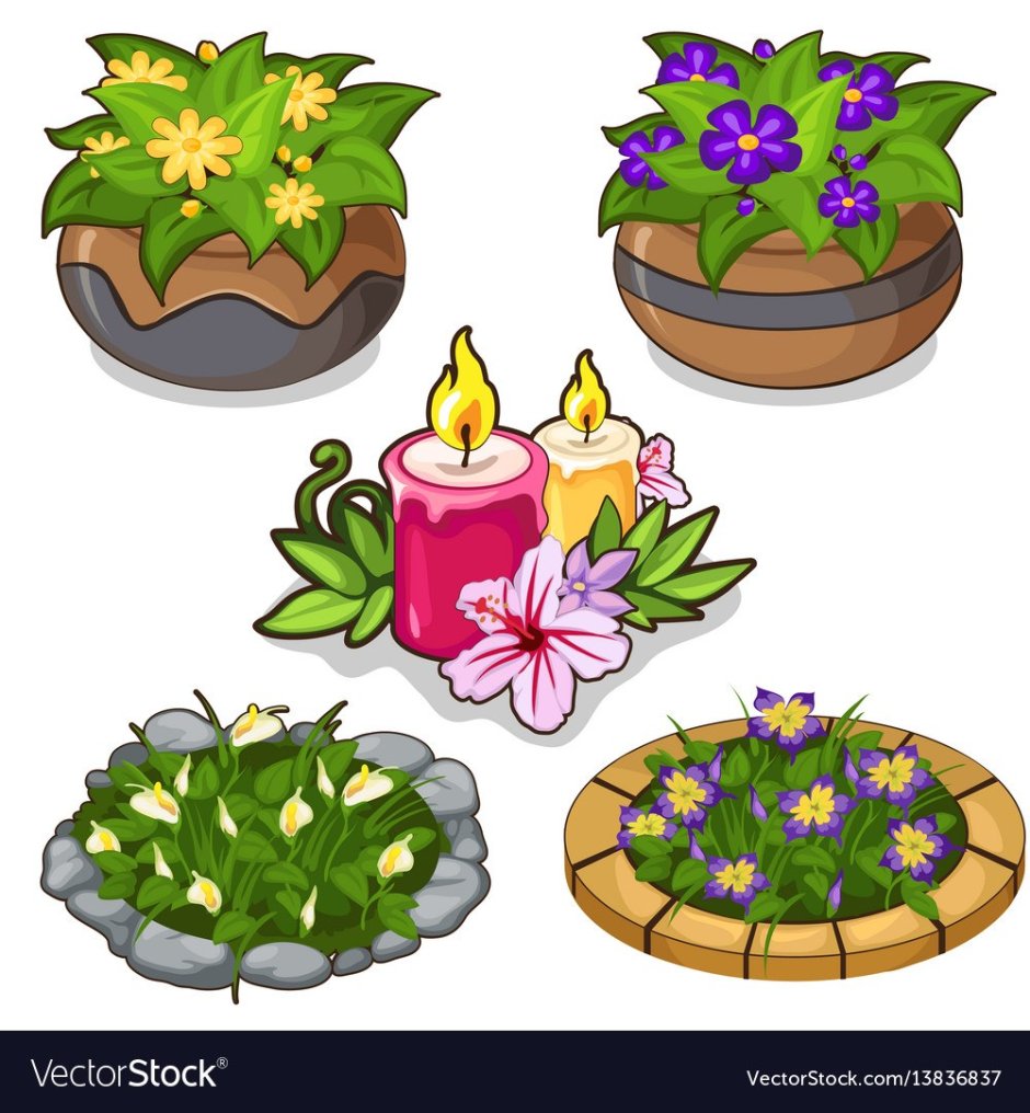 Клумба с цветами в иллюстраторе