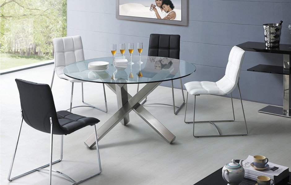 Стол ESF DT-93 белый/черный