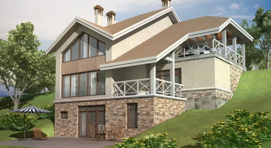 Дом на склоне с цокольным этажом