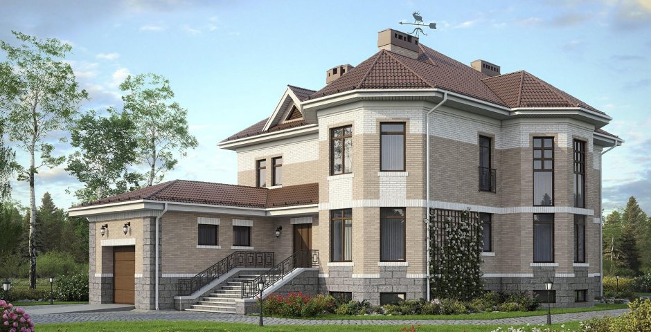 Дом с эркером и бассейном