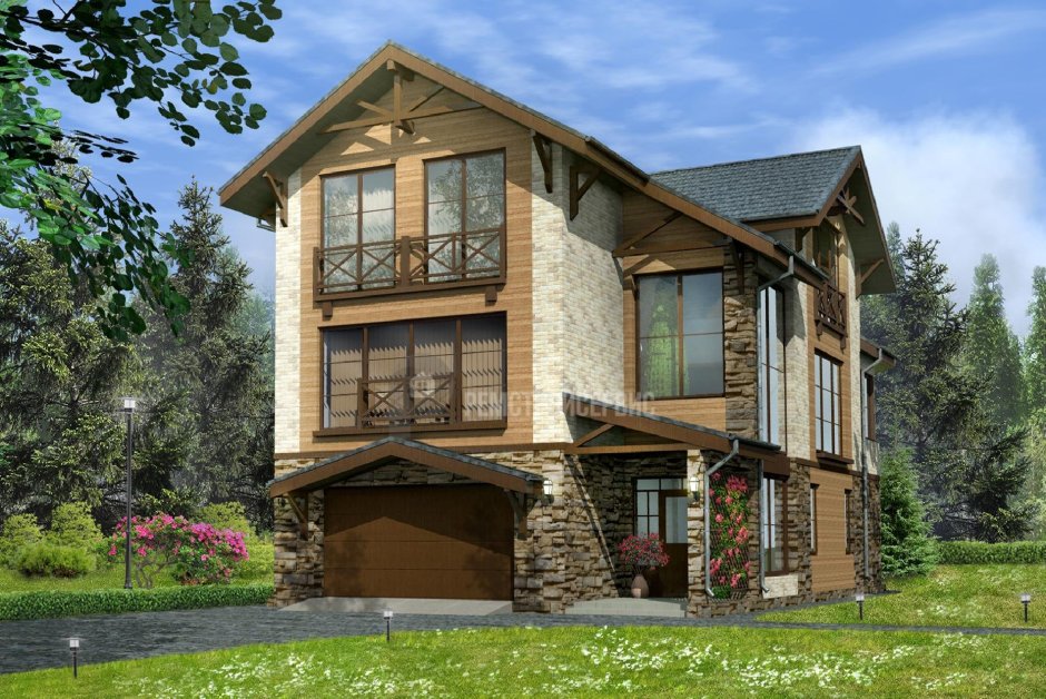 Дом с высоким цоколем