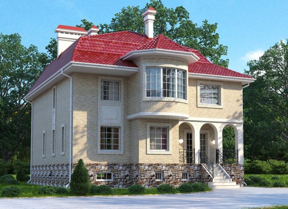 Дом с высоким цоколем