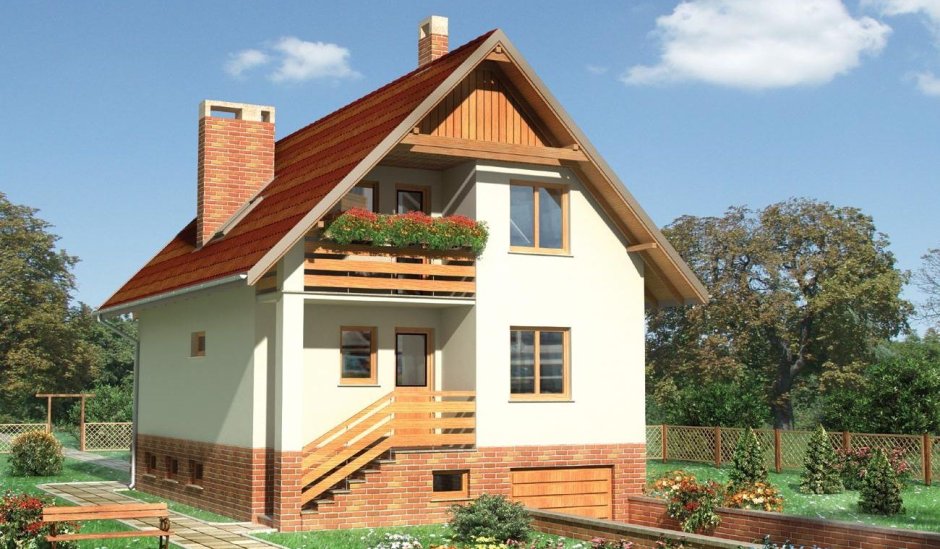 Дом 2 этажа с цоколем и мансардой