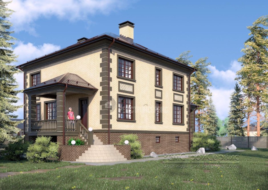 Дом с высоким цоколем