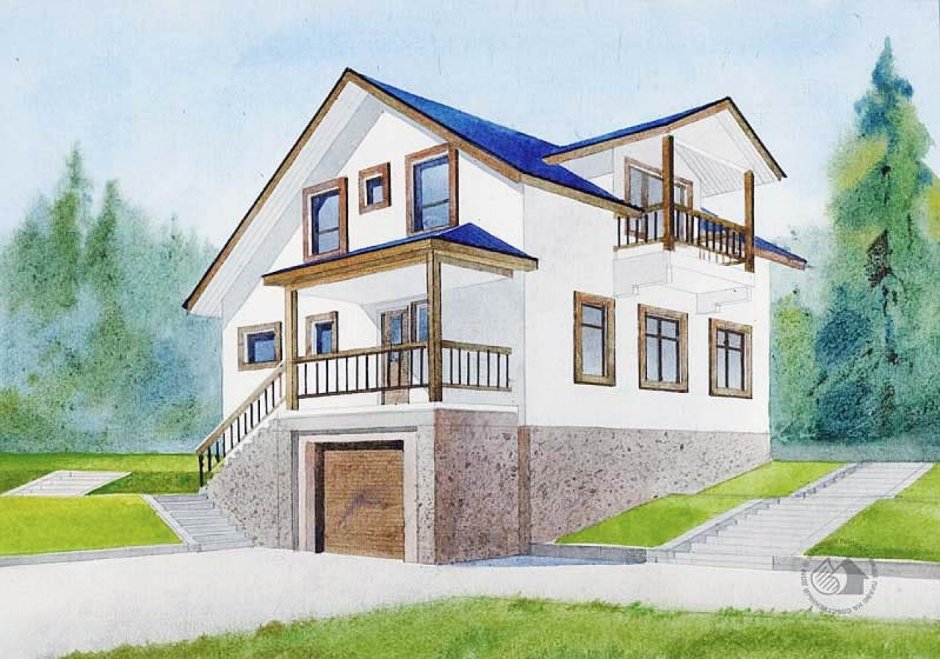 Коттедж с подземным гаражом