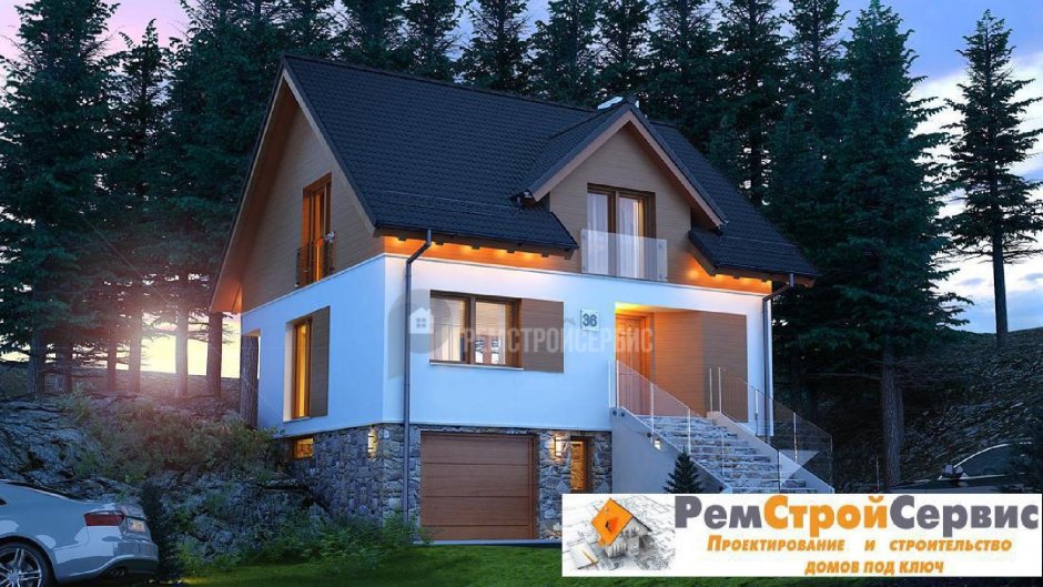 Дом на склоне с гаражом