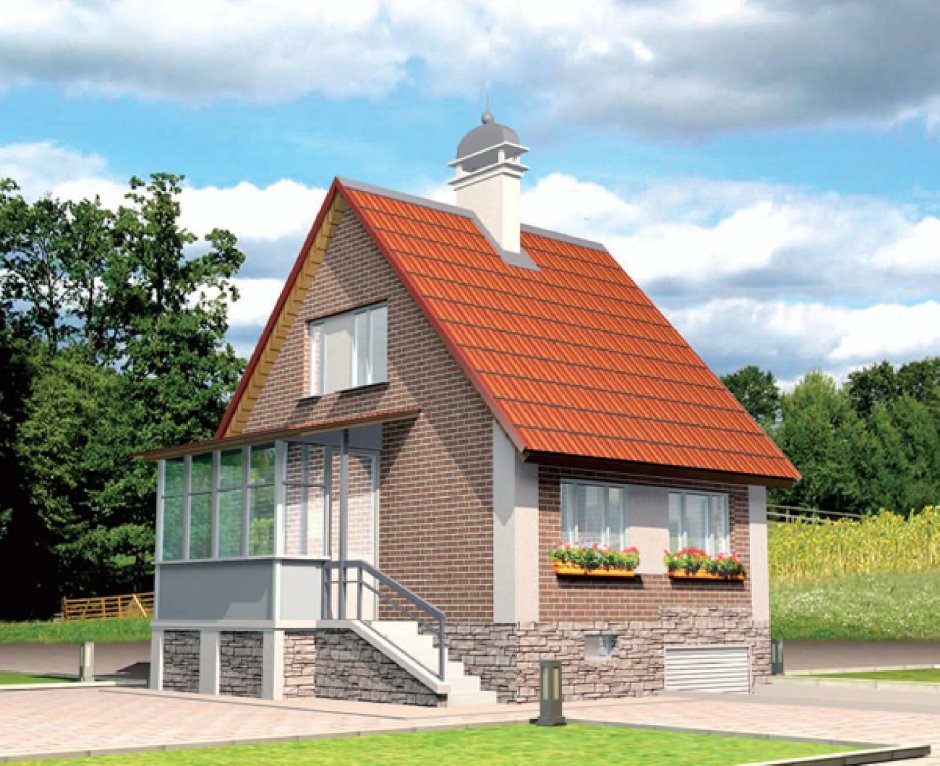 Небольшой дом на высоком фундаменте