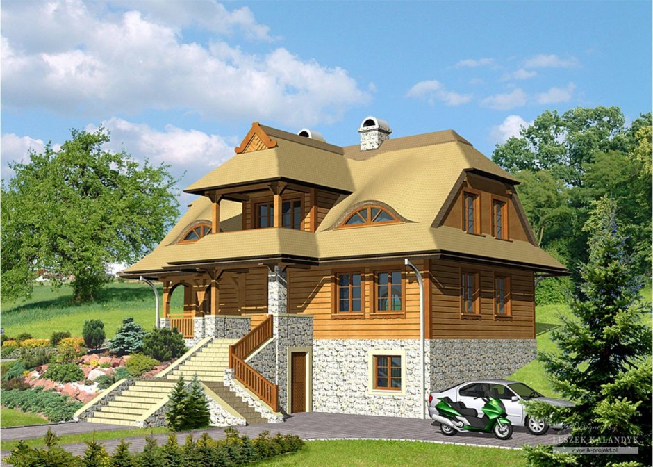 Дом с высоким цоколем