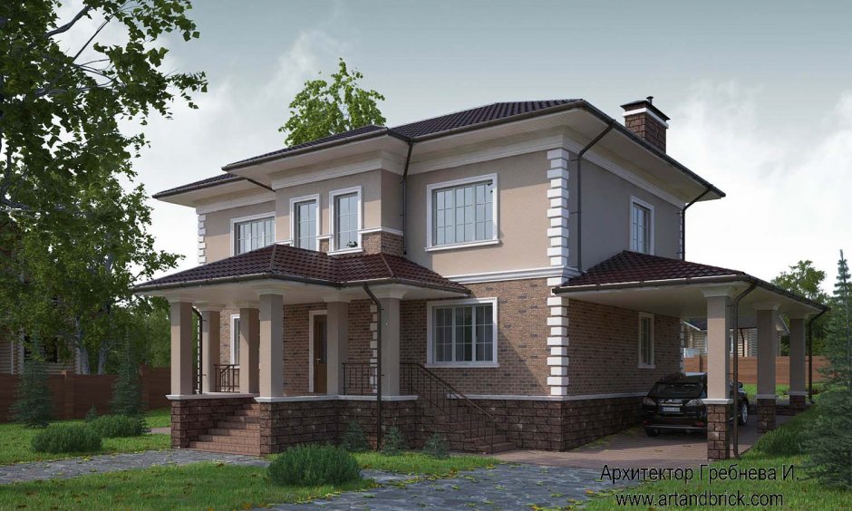 Кирпичный дом в классическом стиле