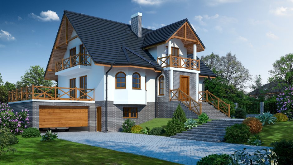 Дом с высоким цоколем