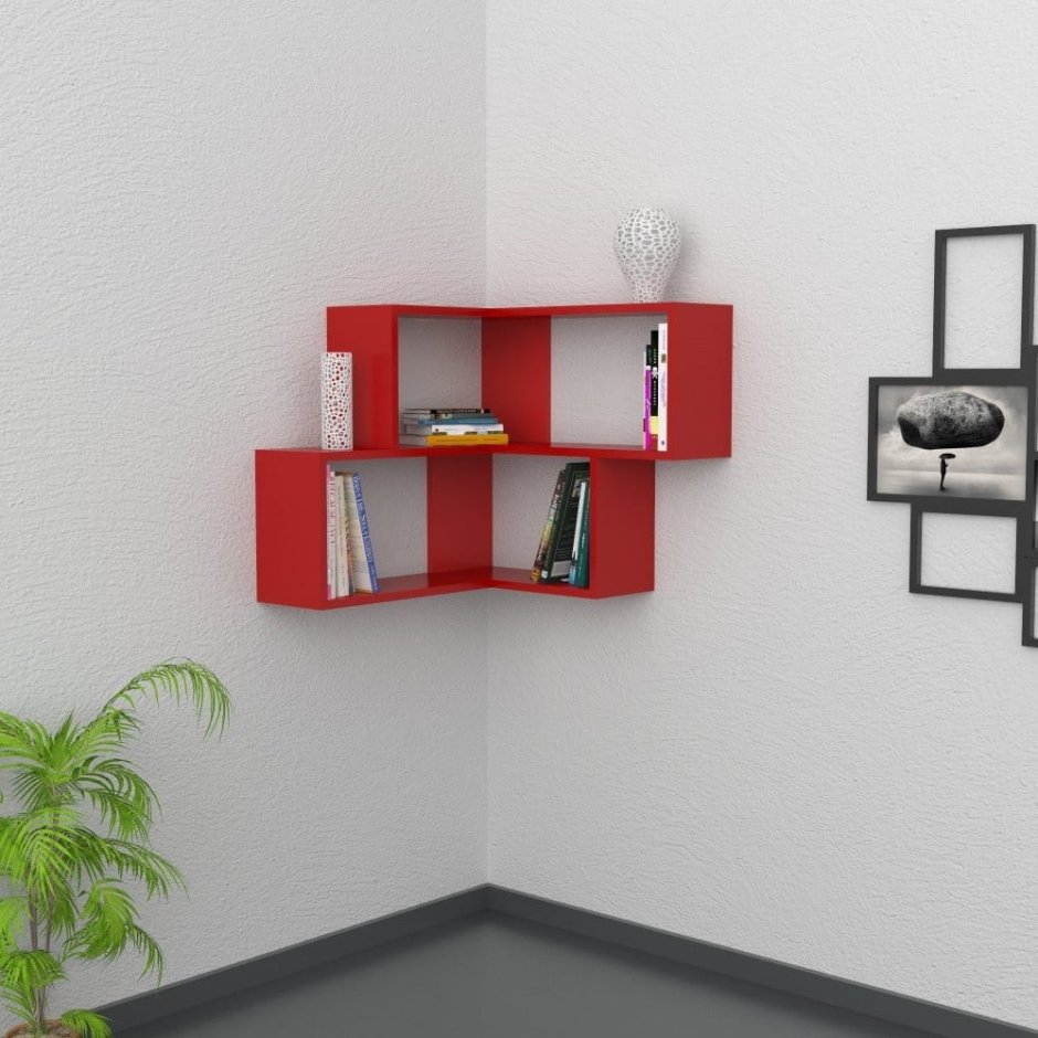 Угловая книжная полка на стену